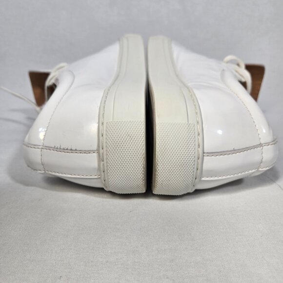 NAHARIYA Old Money Normcore WHITE Patent Leather Sneakers Shoes Men's Size  8.5. - Picture 10 of 17